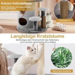 6-Stöckiger Kratzbaum Katzenbaum mit Sisalpfosten für Ruhe und Spaß Grau