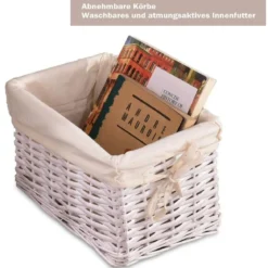 2-Stöckiger Nachttisch aus Holz mit Schublade und Korb stilvollenund modernen Design Ideal für das Schlaf- und Wohnzimmer Weiß