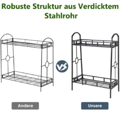 2-stöckiger Pflanzenständer aus Metall freistehendes Blumenregal Standregal Schwarz