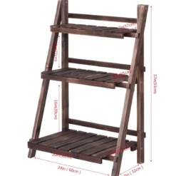 3-stöckiger Pflanzenständer Klappbarer Blumenständer Pflanzenregal 60 x 33 x 93 cm Braun