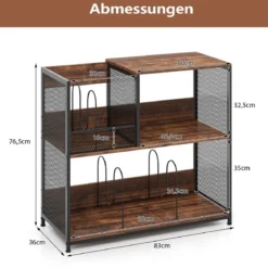 3-stöckiger Plattenspielerständer für bis zu 300 Alben & 3 Herausnehmbaren Trennwänden