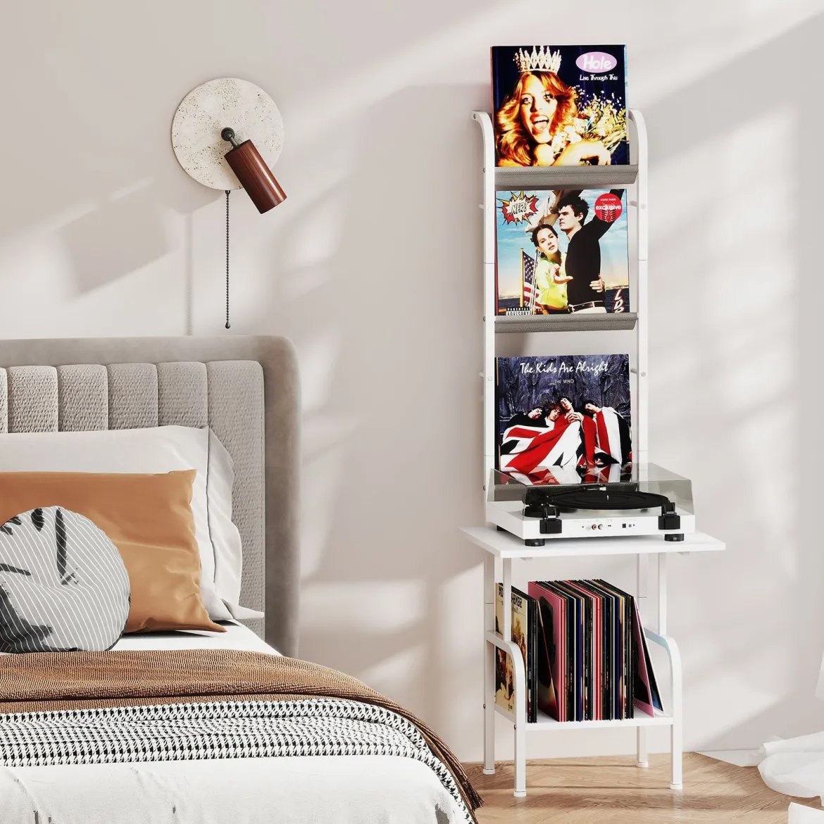 5-stöckiger Plattenspielerständer mit Vinyl-Ausstellungsregal Schallplattenständer Weiß