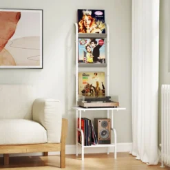 5-stöckiger Plattenspielerständer mit Vinyl-Ausstellungsregal Schallplattenständer Weiß