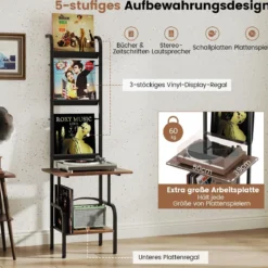 5-stöckiger Plattenspielerständer mit Vinyl-Ausstellungsregal Schallplattenständer Plattenhalter