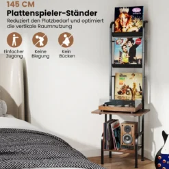 5-stöckiger Plattenspielerständer mit Vinyl-Ausstellungsregal Schallplattenständer Plattenhalter