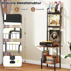 5-stöckiger Plattenspielerständer mit Vinyl-Ausstellungsregal Schallplattenständer Plattenhalter