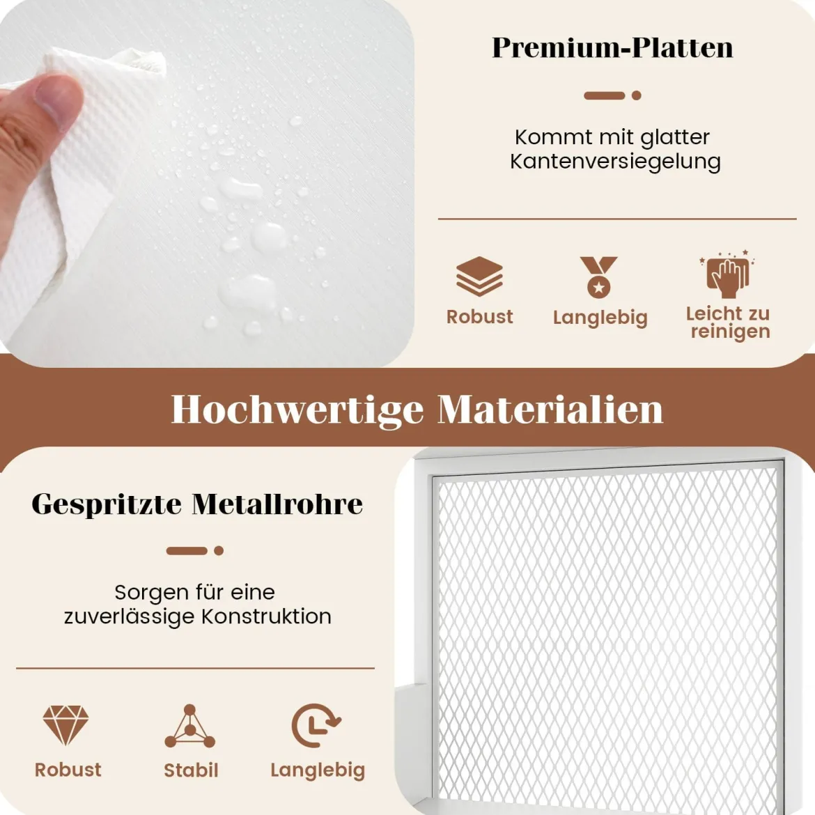 3-stöckiger Plattenspielerständer für bis zu 300 Alben, Grammophontisch mit 3 herausnehmbaren Trennwänden Weiß