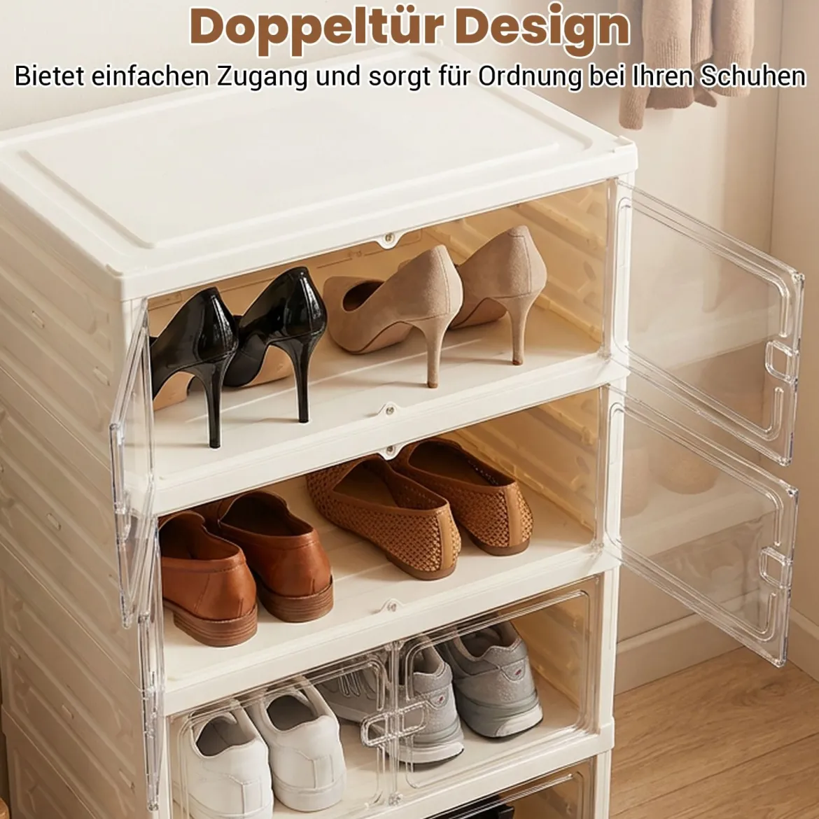 6 Stöckiger Schuhschrank für 12 Paar Schuhe mit Magnetischen Türen Freistehendes Schuhregal