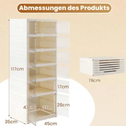 6 Stöckiger Schuhschrank für 12 Paar Schuhe mit Magnetischen Türen Freistehendes Schuhregal