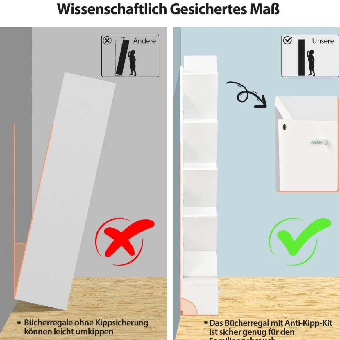 10-stöckiges Baum-Bücherregal mit Schublade Bodenstehendes Lagerregal Weiß