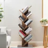9-Stöckiges Baum Bücherregal mit Anti-Kipp Vorrichtung 51 x 28 x 140 cm Rustikales Braun