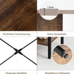 5-stöckiges Bücherregal Bücherregal mit Metallrahmen Standregal Holz 74 x 30 x 154,5 cm Braun
