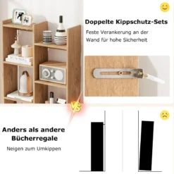 12-stöckiges Bücherregal Displayständer mit Anti-Kipp-Sicherungen Baumförmiges Standregal 65 x 20 x 162 cm