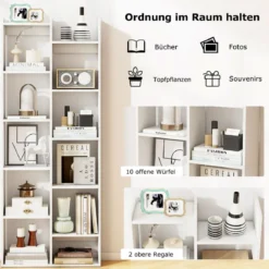 12-stöckiges Bücherregal Displayständer mit Anti-Kipp-Sicherungen Baumförmiges Standregal 65 x 20 x 162 cm