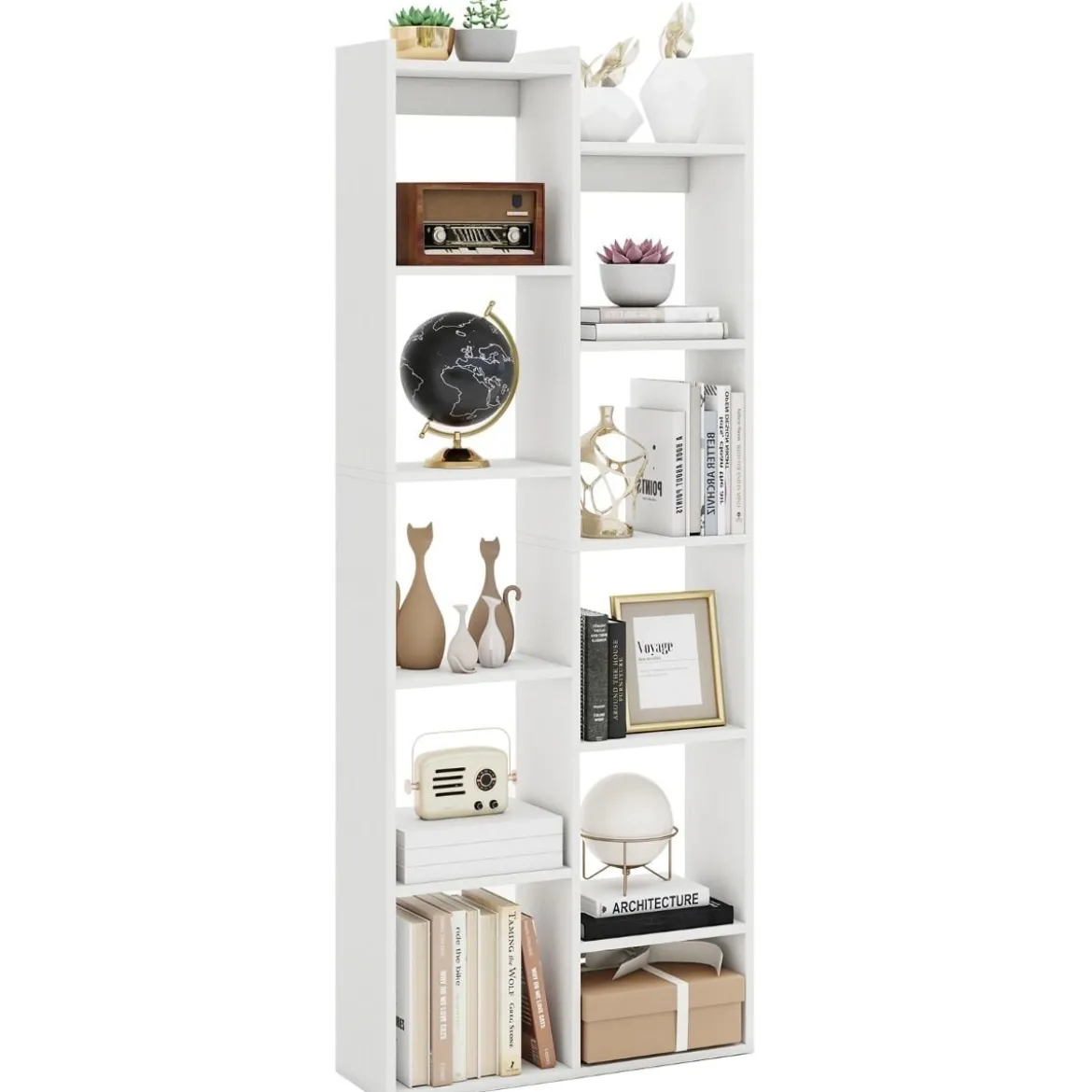 12-stöckiges Bücherregal Displayständer mit Anti-Kipp-Sicherungen Baumförmiges Standregal 65 x 20 x 162 cm