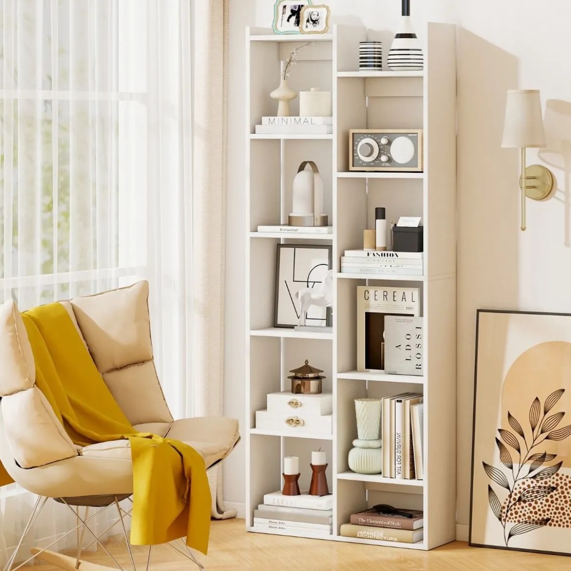 12-stöckiges Bücherregal Displayständer mit Anti-Kipp-Sicherungen Baumförmiges Standregal 65 x 20 x 162 cm
