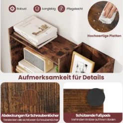 6-stöckiges Bücherregal Holzregal mit 2 Kippsicherungen offenes Ausstellungsregal 69 x 22 x 163 cm