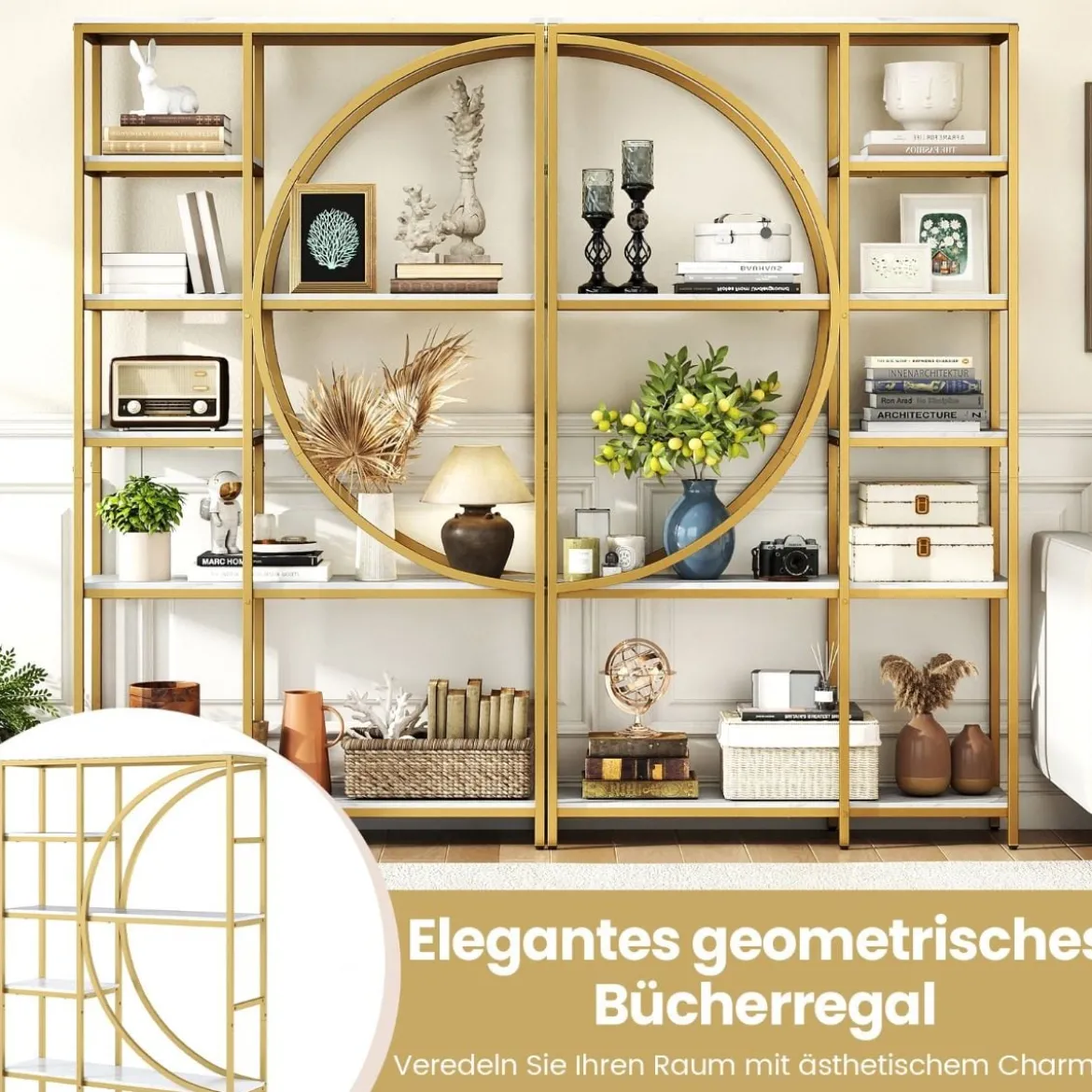 6-stöckiges Bücherregal industrielles Büroregal mit offenen Ablageflächen hohes Regal mit bogenförmigem Design Standregale