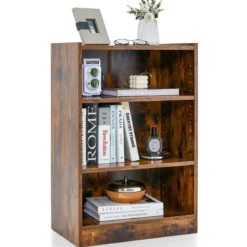 3-stöckiges Bücherregal offenes Ablageregal moderner Schrank 50 x 30 x 75 cm Braun