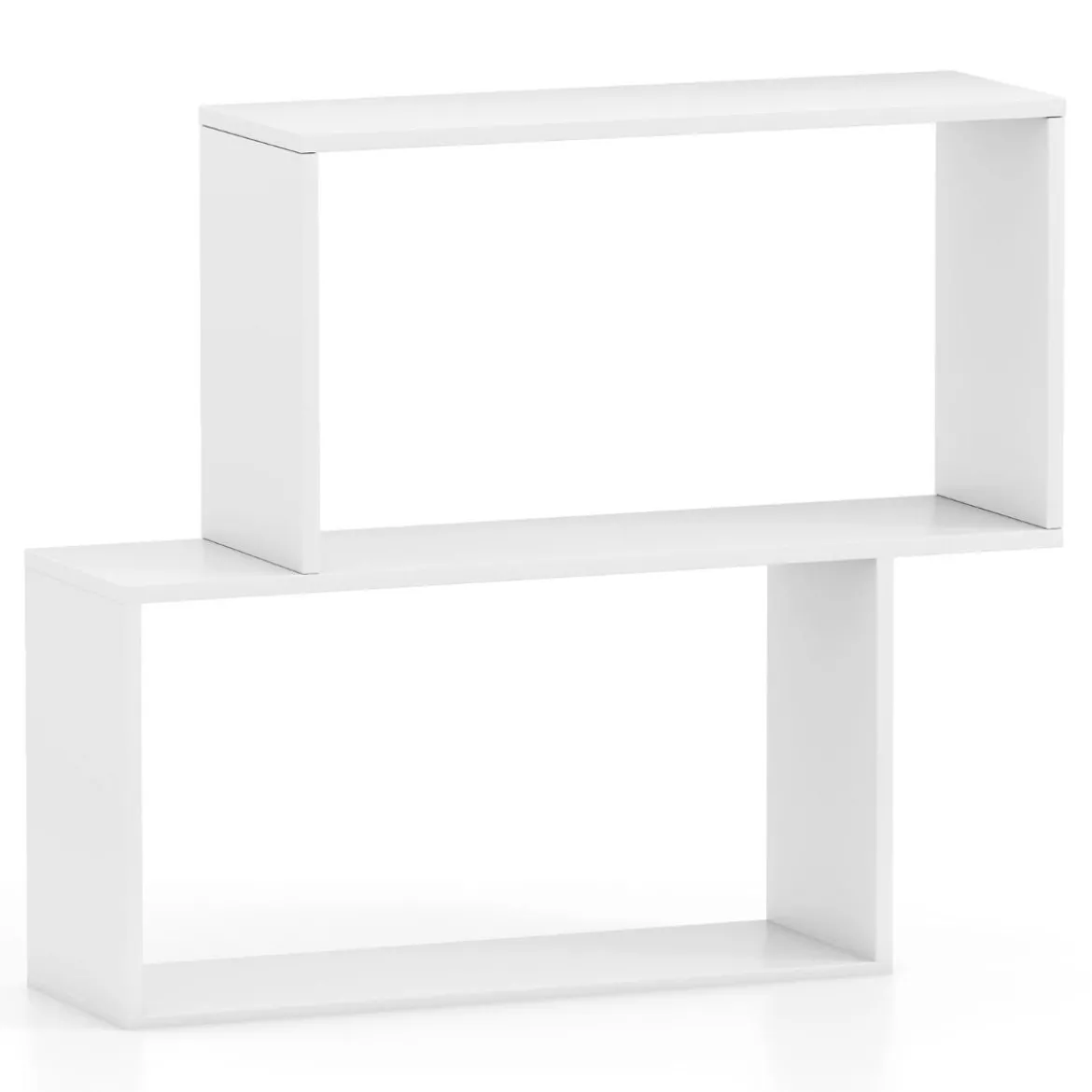 3-stöckiges geometrisches Bücherregal freistehendes Holzregal mit 2 würfelförmigen Fächern Natur/Weiß/Braun