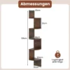 5-stöckiges Hängendes Eckregal Schwebendes Bücherregal Wandmontiertes Schweberegal Braun