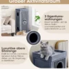 4-stöckiges Katzenhaus 99 cm Hoher Katzen-Kondominium mit Kratzpfosten 3 Verstecken Hellgrau