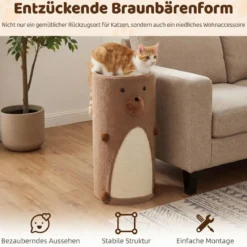 2-stöckiges Katzenhaus mit Sisal-Kratzmatte & Versteck-Höhle & Überdachtem Bett Spielhaus im Fässchen-Design