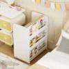 3-stöckiges Kinderbücherregal mit Rollen doppelseitige Buchanzeige & Aufbewahrungswagen Weiß