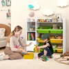 4-stöckiges Kinderregal mit 8 Aufbewahrungsboxen & 2 Offenen Regalen Spielzeugregal