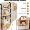 5-stöckiges Leiterregal Bücherregal Wandregal mit Schrank Kippschutz-Kits und Metallrahmen 60 x 31 x 184 cm Natur