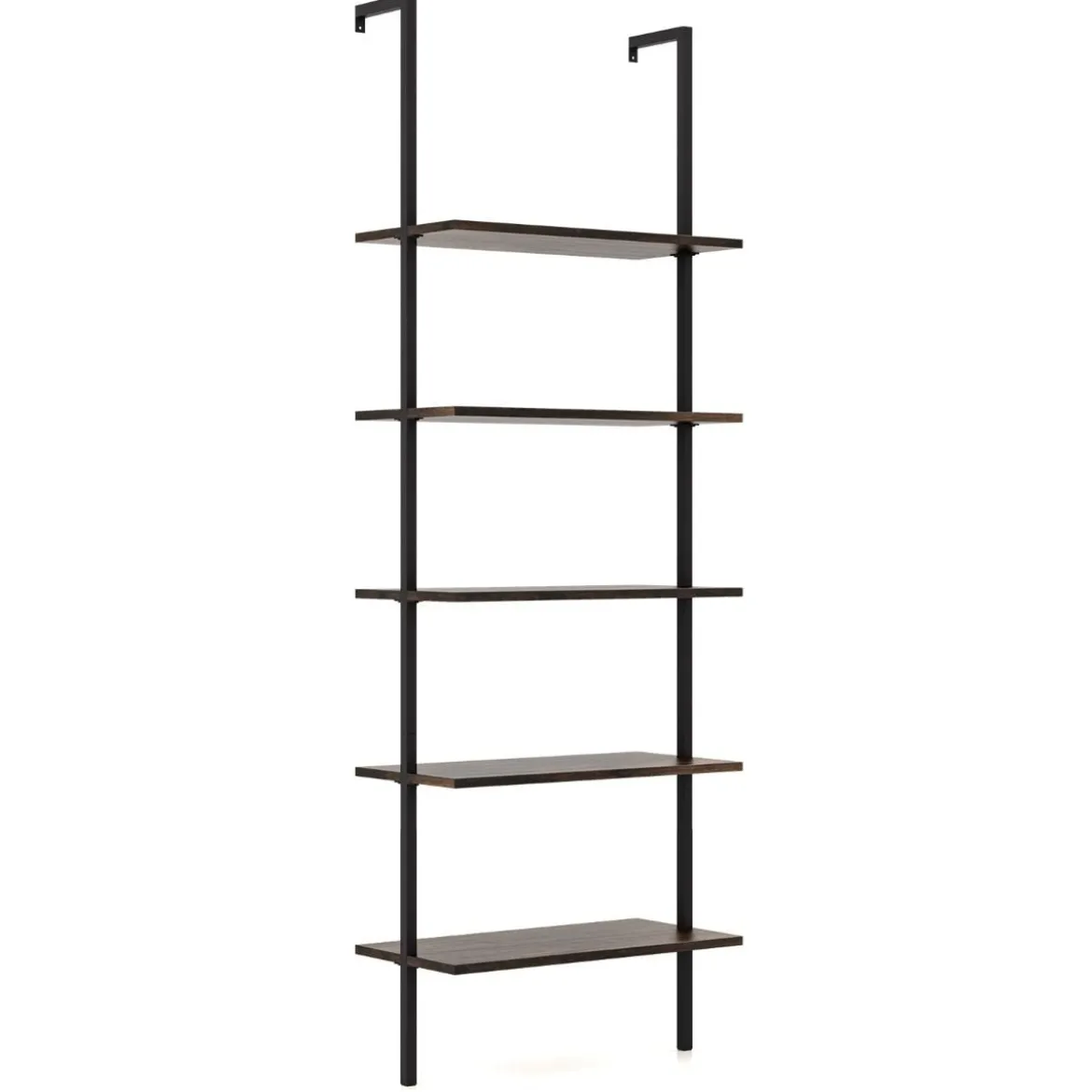5-Stöckiges Leiterregal Wandregal mit Stahlrahmen 60 x 30 x 180 cm Rustikalbraun