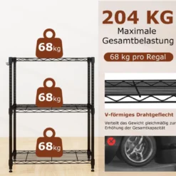 3-stöckiges Metall Aufbewahrungsregal Schwerlast-verstellbares Universalregal