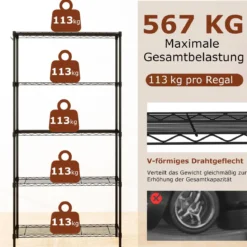 5-stöckiges Metall Aufbewahrungsregal Schwerlast-verstellbares Universalregal