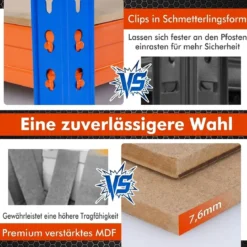 4-stöckiges Metallregal mit Verstellbaren Regalbrettern Schwerlastregal Belastbar bis 2400 kg