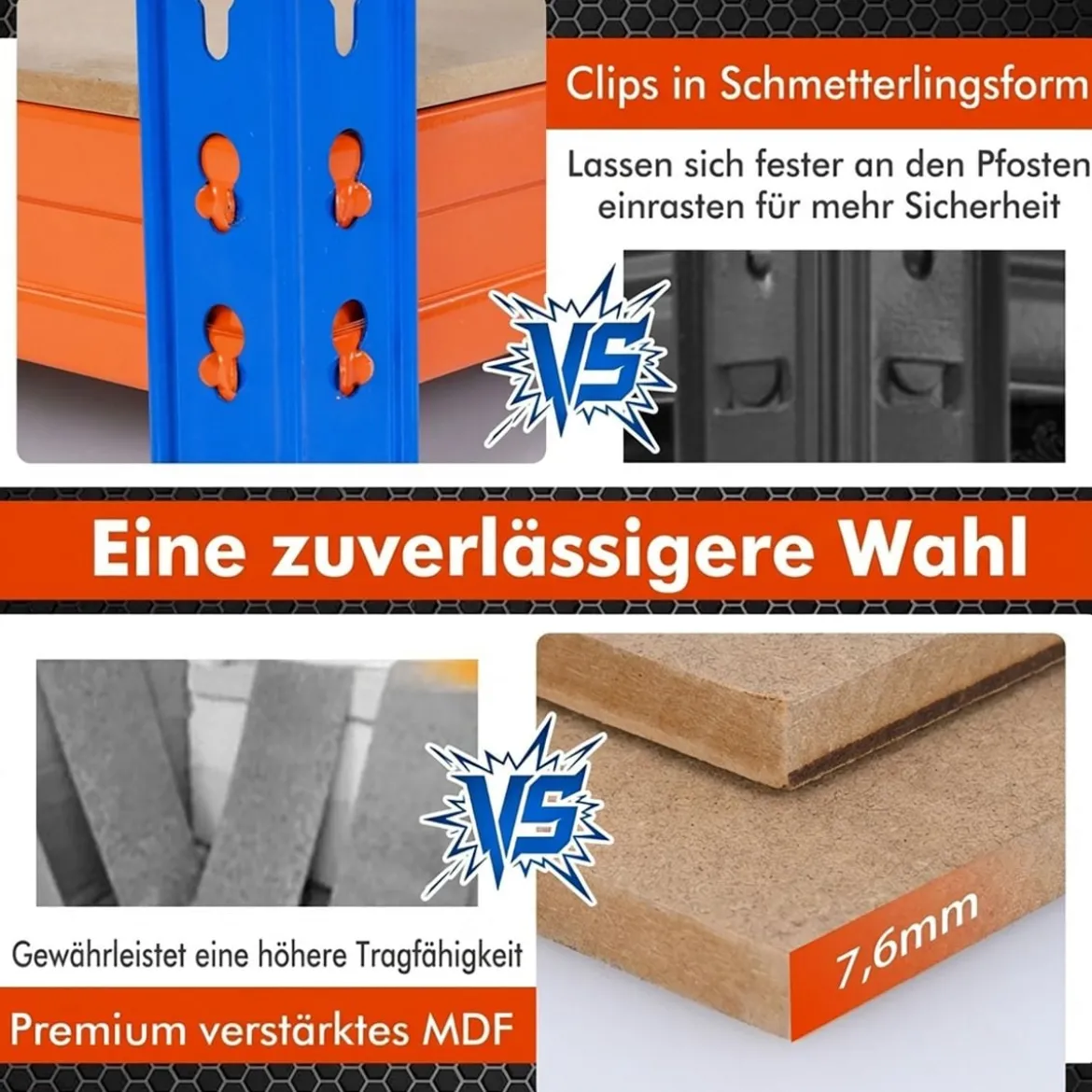 4-stöckiges Metallregal mit Verstellbaren Regalbrettern Schwerlastregal Belastbar bis 2400 kg