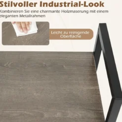 3-stöckiges Regal Standregal mit Metallrahmen & Anti-Kipp-Sets industrielles Aufbewahrungsregal Rustikales Braun/Grau