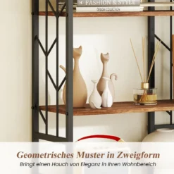 6 Stöckiges Standregal mit Metallrahmen Geometrisches Bücherregal Displayregal 80 x 31 x 180 cm