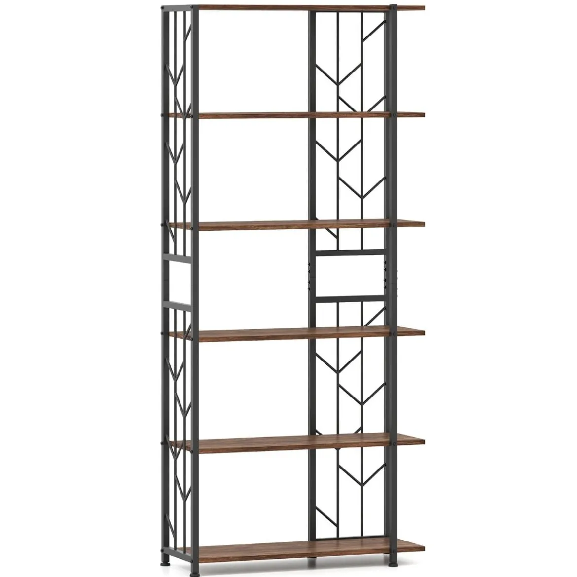 6 Stöckiges Standregal mit Metallrahmen Geometrisches Bücherregal Displayregal 80 x 31 x 180 cm