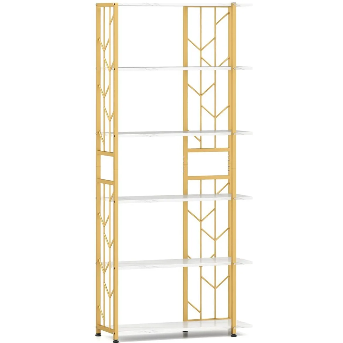 6 Stöckiges Standregal mit Metallrahmen Geometrisches Bücherregal Displayregal 80 x 31 x 180 cm