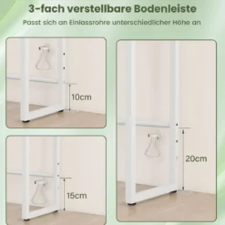 3-stöckiges Toilettenregal platzsparendes Badezimmerregal über die Toilette 64 x 24 x 162 cm Weiß