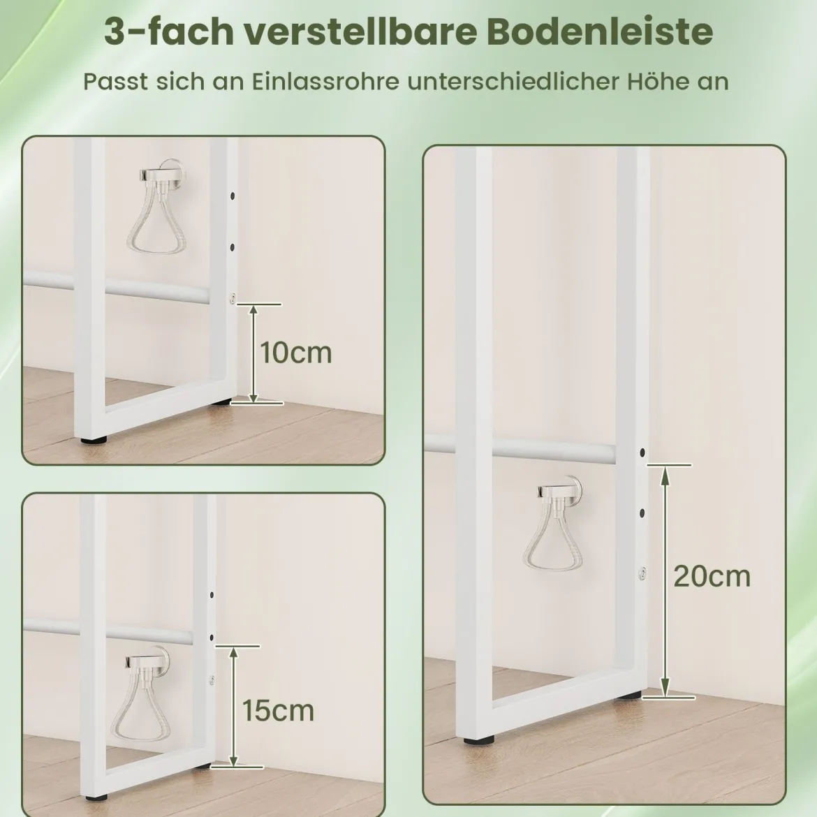 3-stöckiges Toilettenregal platzsparendes Badezimmerregal über die Toilette 64 x 24 x 162 cm Weiß