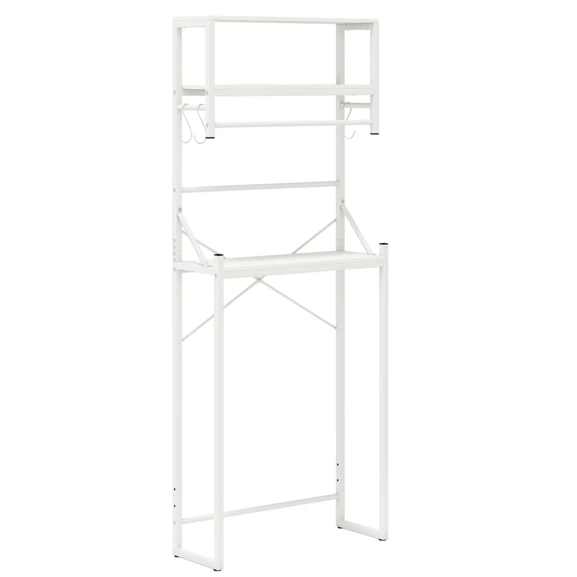 3-stöckiges Toilettenregal platzsparendes Badezimmerregal über die Toilette 64 x 24 x 162 cm Weiß