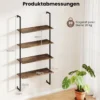 4-stöckiges Wandregal Industriell schwebendes Aufbewahrungs-Display mit Metallrahmen Braun