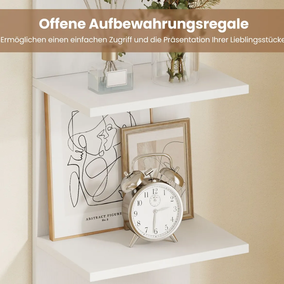 5 Stöckiges Wandregal Vertikal Hängeregal Schwebendes Displayregal Schweberegal Weiß