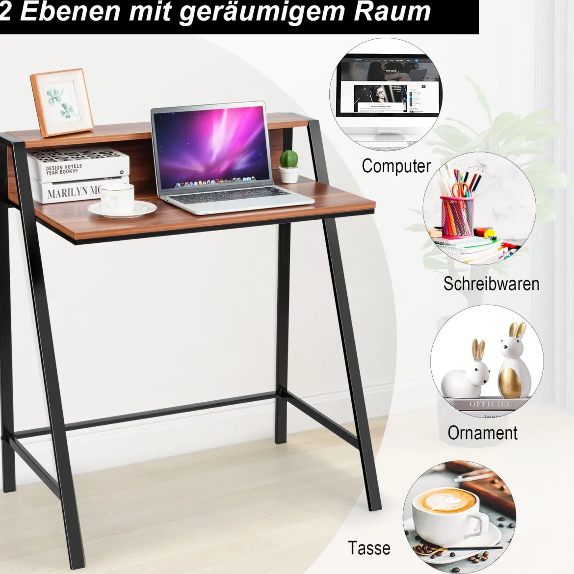 2-stöckig Schreibtisch Computertisch Arbeitstisch Bürotisch Büromöbel