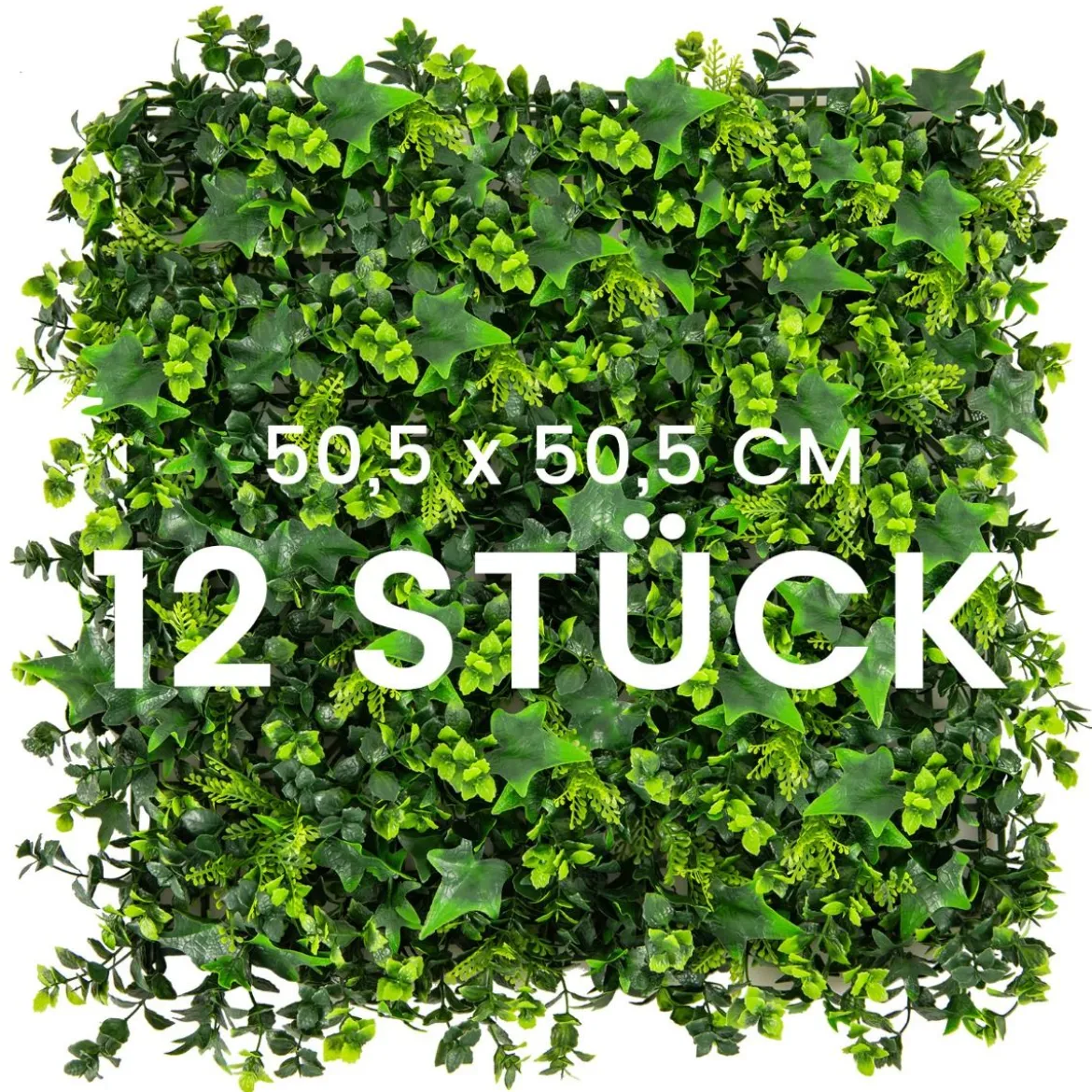 12 Stück Künstliche Hecke Pflanzenwand 50,5 x 50,5 cm UV-geschützt Gemischte Blätter