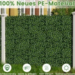 12 Stück Künstliche Hecke Pflanzenwand 50,5 x 50,5 cm Simulierter Rasen Kunstpflanze Grün