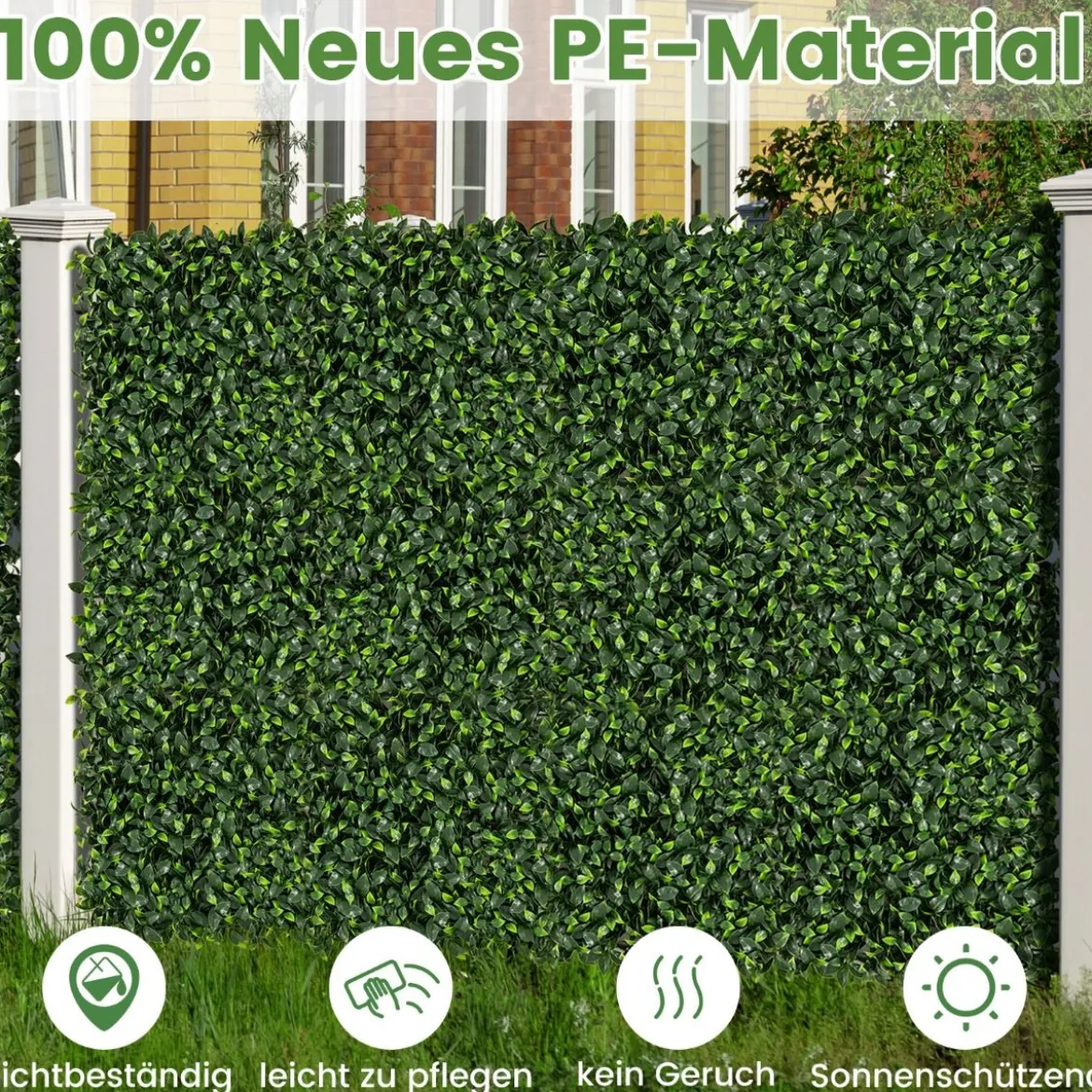 12 Stück Künstliche Hecke Pflanzenwand 50,5 x 50,5 cm Simulierter Rasen Kunstpflanze Grün