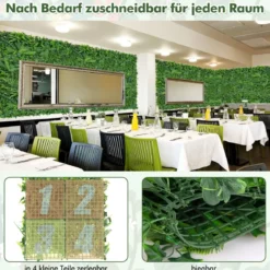 4 Stück Kunst Hecken Buchsbaum Panele mit Vielfältigen Blättern Sonschützende Wandpanele