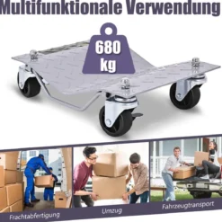 4 Stück Rangierhilfe 680 kg pro Plattform Max. Reifenbreite 30 cm Rad Rangierroller Rangierheber